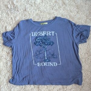 Blue Graphic Tee with Tree Design